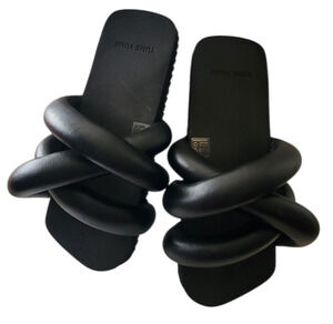 Yume Yume Tyre Slide Sandals Black Leather Size 42 / US 9